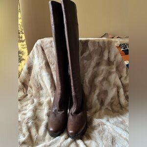 Michael Kors Italian Leather Platform Knee-High Boots Brown Size 10